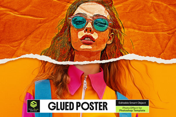 Glued Poster Photo Effect