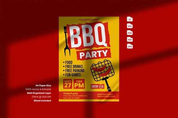 Free BBQ Party Flyer Template