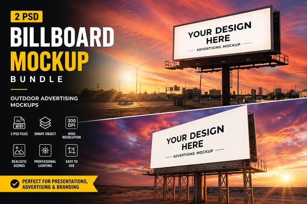 Free Large Outdoor Billboard Mockup PSD