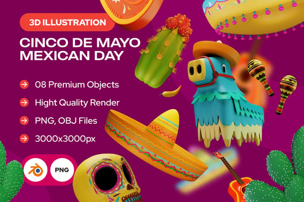 Cinco de Mayo 3D Illustration Pack