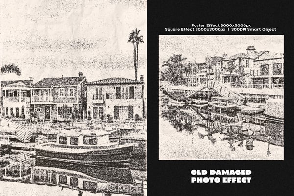 Old Damaged Square And Poster Photo Effect