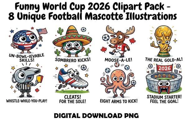 Funny World Cup 2026 Clipart Pack