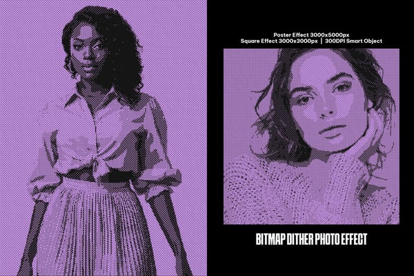 Bitmap Dither Square And Poster Photo Effect