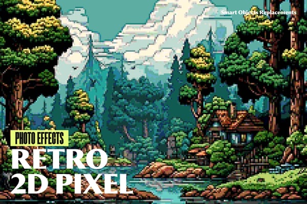 Retro 2D Pixel Photo Effect