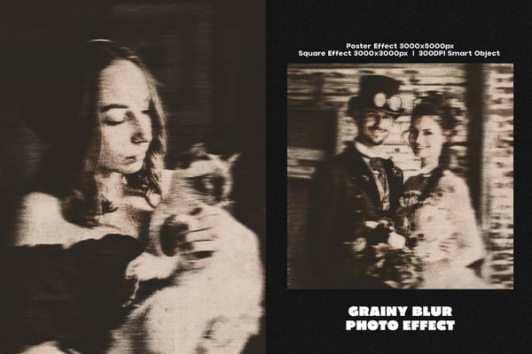 Grainy Blur Square And Poster Photo Effect