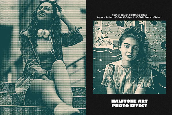 Halftone Art Square And Poster Photo Effect