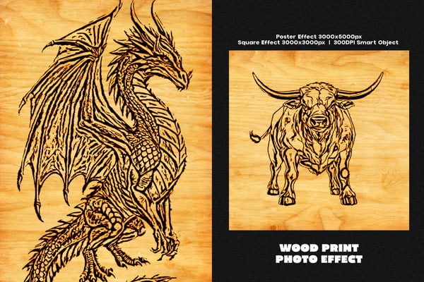 Wood Print Square And Poster Photo Effect