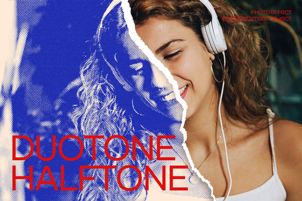 Duotone Halftone Photo Effect