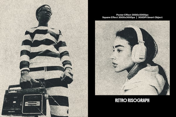 Retro Risograph Square And Poster Photo Effect