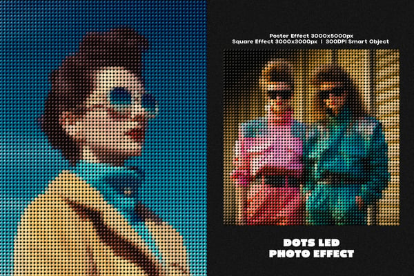 Dots Led Square And Poster Photo Effect