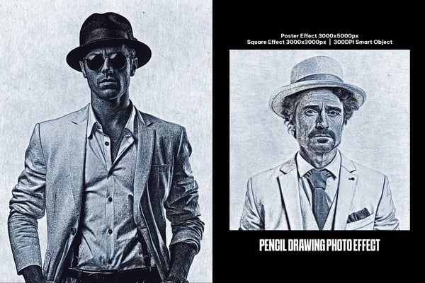 Pencil Drawing Square And Poster Photo Effect