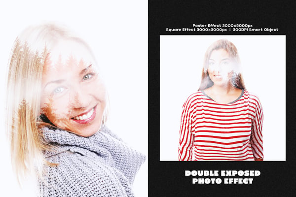 Double Exposed Square And Poster Photo Effect