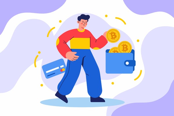 Free Financial Transaction person, currency, coins, creditcard, wallet. Editable stroke. Vector illustration.