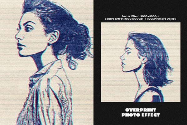 Overprint Square And Poster Photo Effect