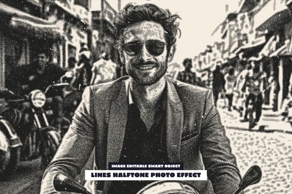 Lines Halftone Photo Effect