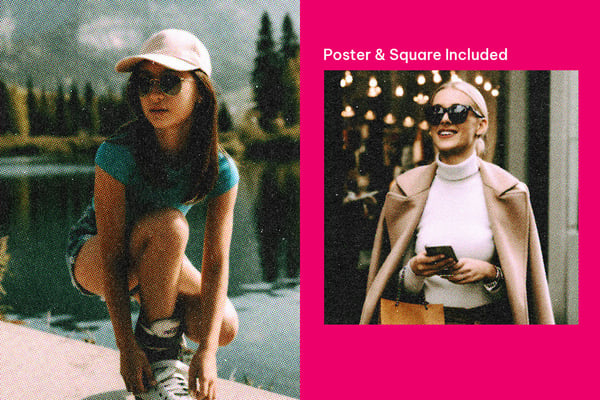 Grainy Halftone Square And Poster Photo Effect