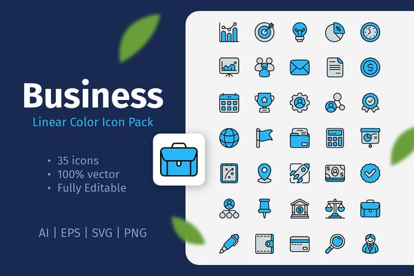 35 Business Linear Color Icon Pack