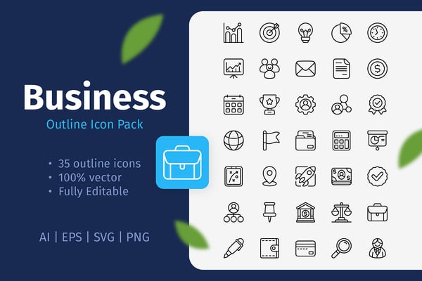 35 Business Outline Icon Pack