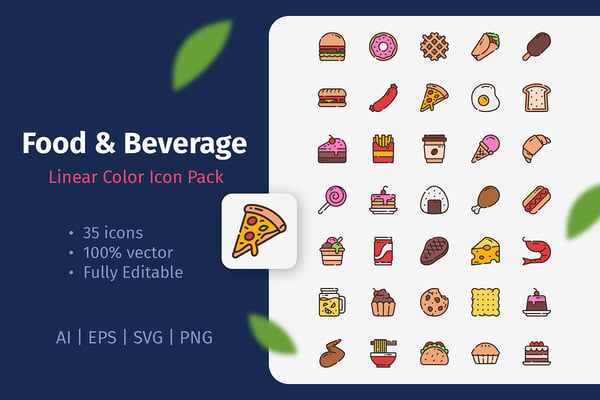 35 Food & Beverage Linear Color Icon