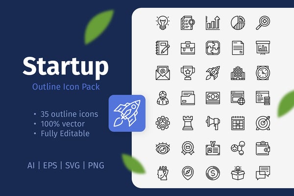 35 Startup Outline Icon Pack