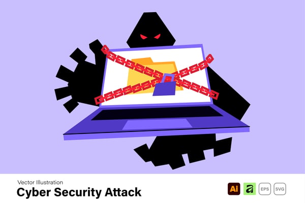Free Vector illustration - Cyber Security Attack & Shadow Hacker