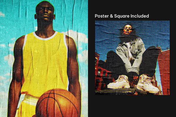 Retro Halftone Square And Poster Photo Effect