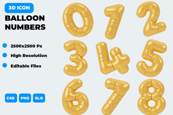 Balloon Numbers 3D Icon Pack