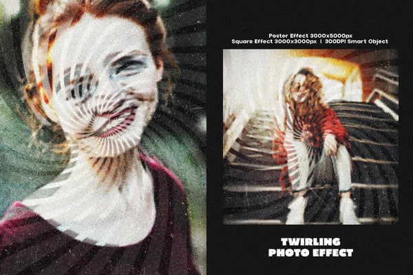 Twirling Square And Poster Photo Effect
