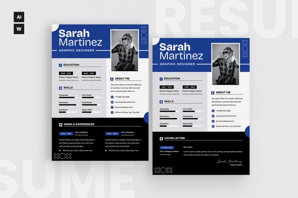 Blue Background Resume CV