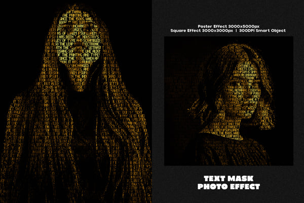 Text Mask Square And Poster Photo Effect