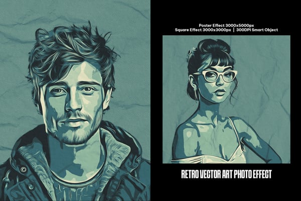 Retro Vector Art Square And Poster Photo Effect