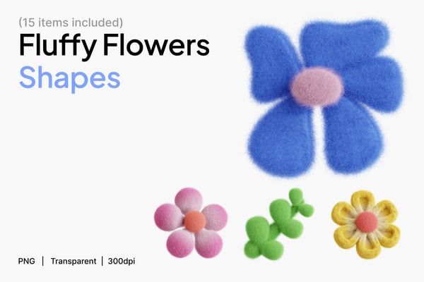 Fluffy Flowers 3D Icon Set