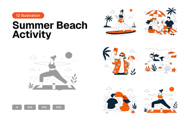 Summer Beach Activity Illustration