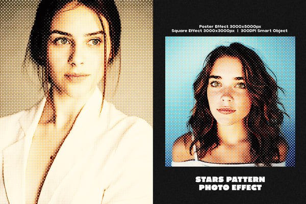 Stars Pattern Square And Poster Photo Effect