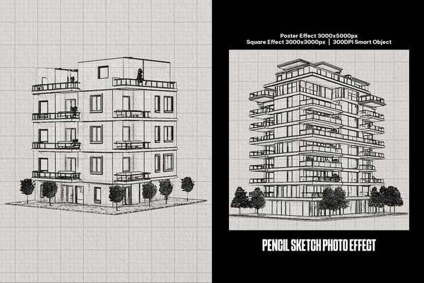 Pencil Sketch Square And Poster Photo Effect