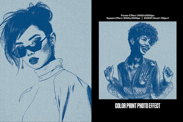 Color Print Square And Poster Photo Effect