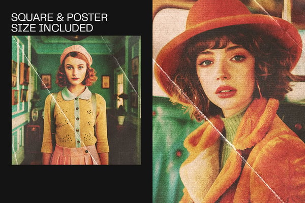 Vintage Folded Paper Square And Poster Photo Effect