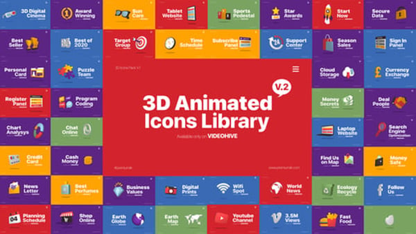 3D Animated Icons Library - 3D Motion Icons Animation Pack