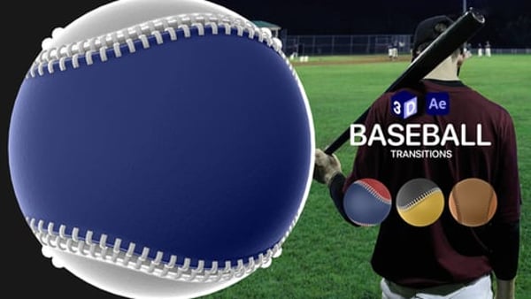 3D Baseball Transitions for After Effects – 12 Isolated Sports Overlays