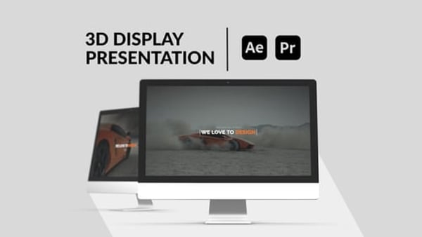 3D Desktop Screen Mockup for After Effects & Premiere Pro – 3840 Pixels