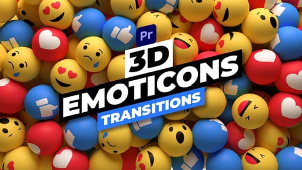 3D Emoticons Transitions for Premiere Pro - Emoji 3D Transition Animation Pack