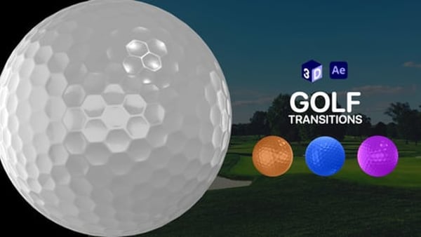 3D Golf Ball Transitions for After Effects – 12 Isolated Sports Overlays