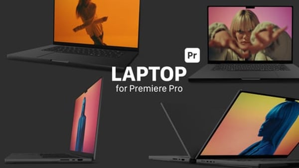 3D Laptop Screen Mockup for Premiere Pro | Web Promo Display Presentation