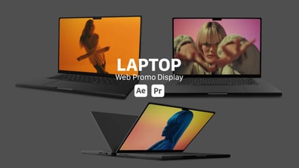 3D Laptop Screen Mockup MOGRT for After Effects & Premiere Pro