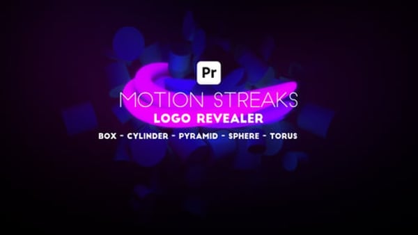 3D Motion Streaks Logo Reveal for Premiere Pro – 5 Shape Versions