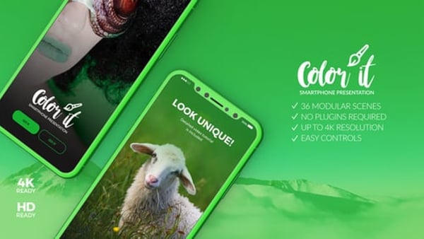 3D Smartphone App Presentation Mockup — 36 Scenes, 4K & Full HD
