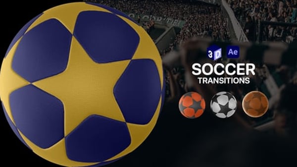 3D Star Pattern Soccer Ball Transitions for After Effects – 12 Sports Overlays