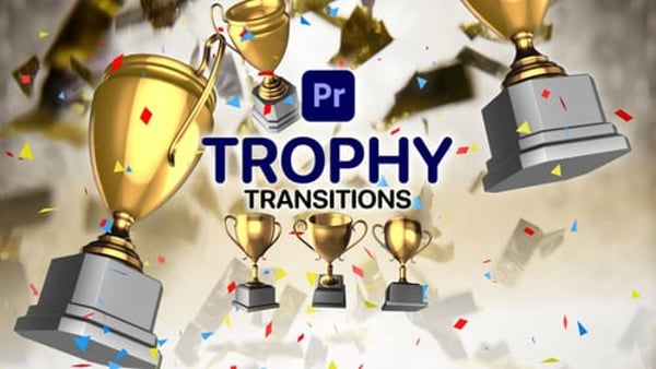 3D Trophy Transitions for Premiere Pro – 12 Isolated Award Cup Overlays