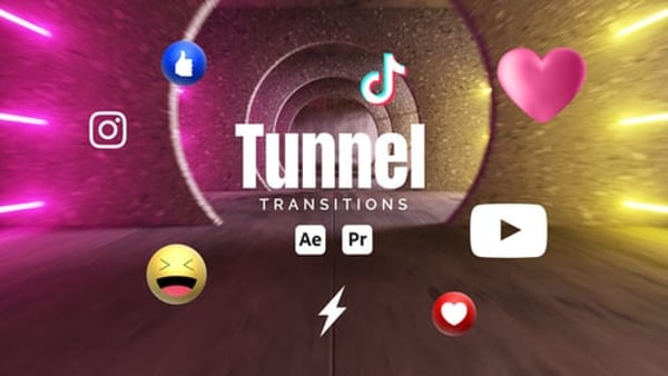 3D Tunnel Transitions for After Effects & Premiere Pro | 4K/HD MOGRT