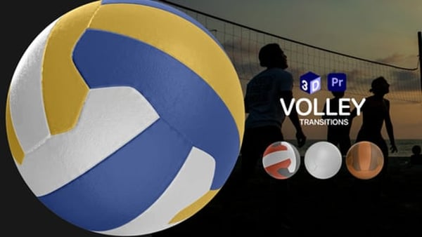 3D Volleyball Transitions for Premiere Pro – 12 Isolated Sports Overlays